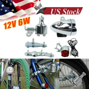 Bicycle Motorized Bike Friction generator Dynamo Headlight Tail Light Kit 12V 6W - Picture 1 of 5