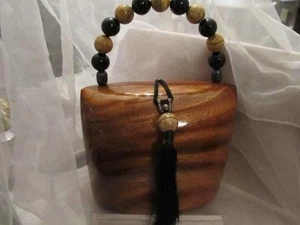 Bolso de Mano Timmy Woods of Beverly Hills Clásico de Madera de Acacia Nuevo Sin Etiquetas - Imagen 1 de 1