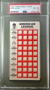 1967 TOPPS PUNCH-OUTS MAX ALVIS PSA 4 CLEVELAND INDIANS TEAM ISSUE
