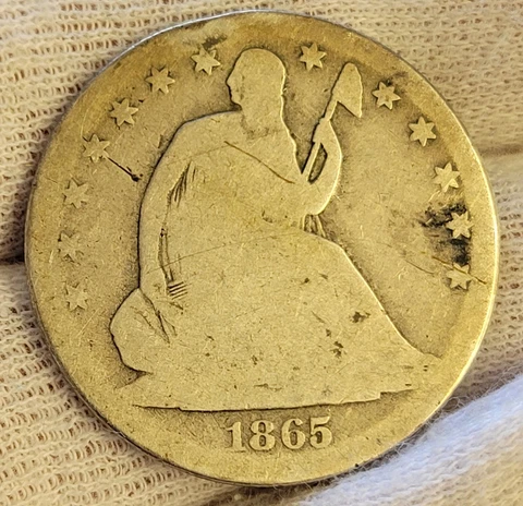 1865 S Seated Liberty Silver Half Dollar  BETTER DATE! Cover