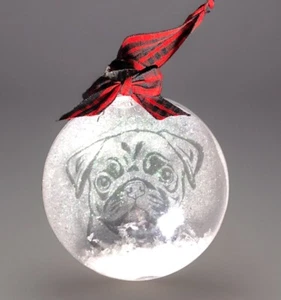 Árbol de Navidad de vacaciones Pug adorno flotante brillo de nieve - Imagen 1 de 2