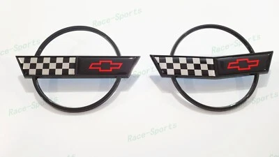 2 piezas capó delantero negro tapa de gas bandera cruzada emblema 1984-1996 C4 Corvette Foto 1 de 4
