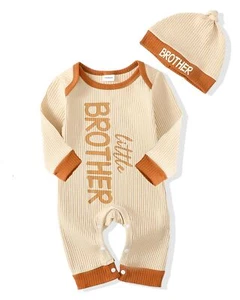 Newborn Baby Boy Romper Infant Coming Home Outfit Bodysuit with Hat 0-18 Mo - Picture 1 of 6