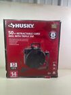 Husky 50ft Retractable Cord Reel With Triple Tap 14 Gauge 13a 125v 291 322