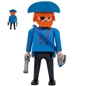 Playmobil figura pirata azul/negro vintage pistola espada barco isla - Imagen 1 de 1