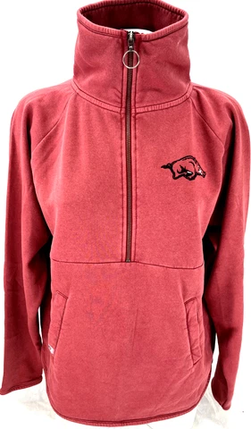 NEW Arkansas Razorbacks Colosseum Red LS 1/2 Zip Pullover Sweatshirt Womens M Cover