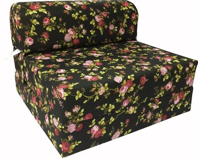 Roses Black Sleeper Chair Folding Foam Beds, Portable Guest Bed 6 x48x 72 - Image 1 of 2