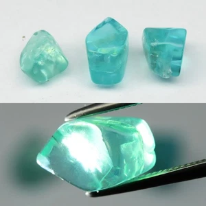 π 5.97ct 3pcs Lot Polished Rough Natural Green Blue Apatite - Unheated, Gems - Picture 1 of 6
