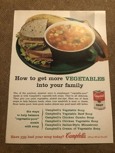 Vintage Campbell’s Gemüse Suppe Lebensmittel Magazin Anzeige 0C25 9966 - Bild 1 von 2