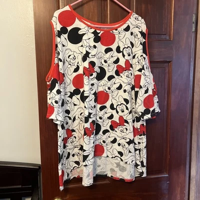 Pulôver túnica Disney Minnie Mouse 3X feminino plus size ombro frio - Imagem 1 de 2