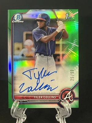 2022 Bowman Chrome Tyler Collins Green Refractor Auto #’d /99 Braves 1st RC - Image 1 of 2