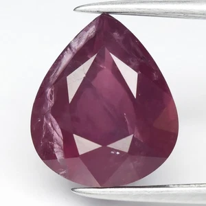 💎 3.75ct 10x8.5mm Pear Purplish Red Ruby - Heated, Malawi Gemstone - Picture 1 of 4