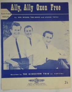 ALLY ALLY OXEN FREE Sheet Music KINGSTON TRIO 1963 Australia pub. Rod McKuen - Picture 1 of 2
