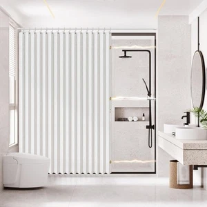 Cortina de Ducha Acordeón Magnética Plegable Cortinas de Ducha Tela Poliéster Agua... - Imagen 1 de 9