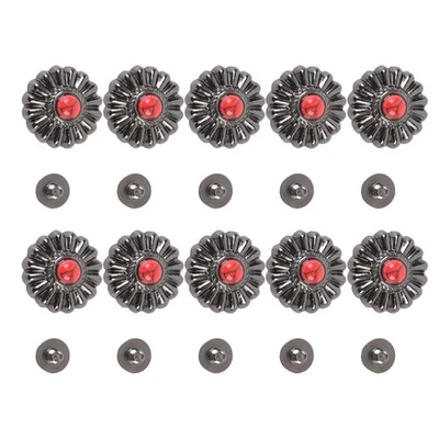Decoration 10 Sets Fabric Button And Screw 16.5mm Flower Gunmetal Buttons 4 TU - Image 1 of 4