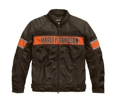 Harley Davidson 男式 Trenton 网眼摩托车骑行夹克透气网布面料 — 第 1/3 张图片