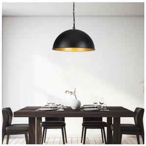 1 Light Black Shaded Modern Pendant Light with Metal Dome Shade R-038 - Picture 1 of 8