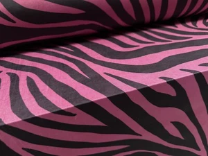 Soft Touch Stretch Spandex Jersey Fabric, Per Metre - Zebra print - Magenta - Picture 1 of 4