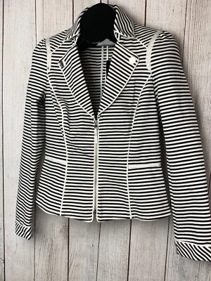White House Black Market Striped Peplum Jacket Size 4 NWT $140 Zip - Image 1 of 4