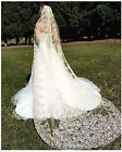 Champagne/White/Ivory Cathedral Lace Beading Edge Wedding Bridal Veil W/ Comb CA