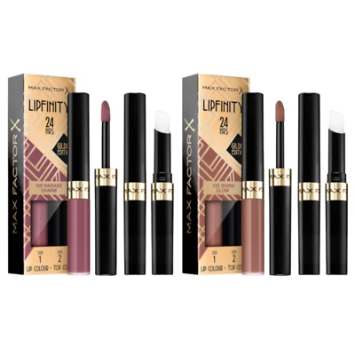 Max Factor Lipfinity 24Hrs Duo Lip Colour Lipstick Gilded Edition Shades 105 185 - Image 1 of 3