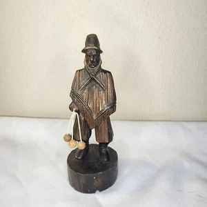 Wooden Sculpture Figurine Man 3 Ball Bolo - Picture 1 of 6