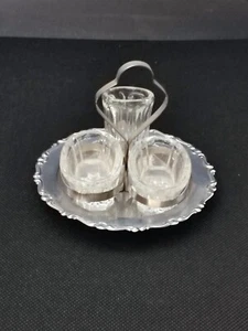 SET Salz, Pfeffer, Zahnstocher Vintage aus Kristall mit Aluminiumsockel, 90er Jahre - Bild 1 von 7