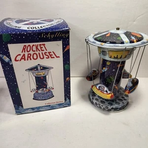 Rocket Ride Carousel SCHYLLING Collector Series Tin Toy Spaceship Wind Up w/ Box - Picture 1 of 8