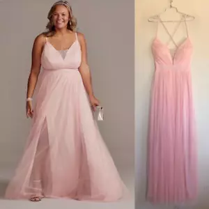 $99 Pink Chiffon Maxi Gown Dress Prom Bridesmaid Wedding Barbie Jr 11 Reg M/L - Picture 1 of 6