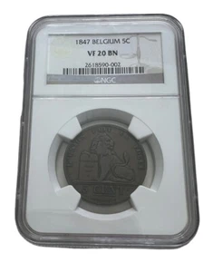 Coin, Belgium, Leopold I, 5 Centimes, 1847 Copper, KM:5.2 Graded VF20 NGC - Picture 1 of 4