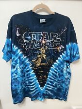 Star Wars Liquid Blue Tie Dye T Shirt Size Large Hildebrandt 90s Vintage