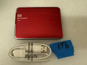 WD My Passport Ultra 1TB WDBZFP0010BRD External Hard Drive Red USB 3.0 - Picture 1 of 4