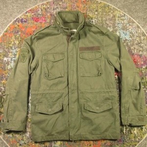 Aeropostale Airborne Army Jacket Mens M Hid Hood OD Green Big Cargo Pockets EUC - Picture 1 of 14