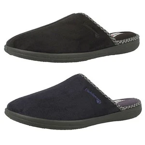 Zapatillas de mula de tela negra o azul marino Padders 'Luke' para hombre - Imagen 1 de 17