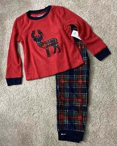 NEW Eddie Bauer 2-pc Pajama Lounge Set, Christmas Moose, Child size 4T, 5 - Picture 1 of 9