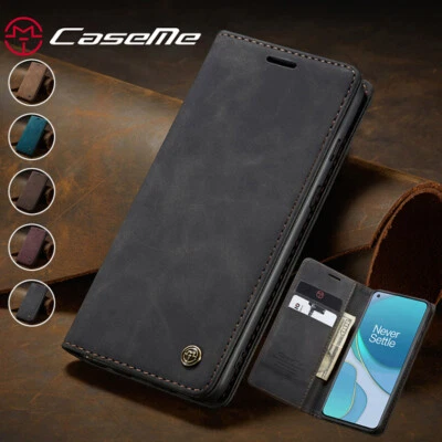 For OnePlus 11/Nord/8T/7/8 Pro Slim Leather Wallet Case Card Magnetic Flip Cover - Image 1 of 4