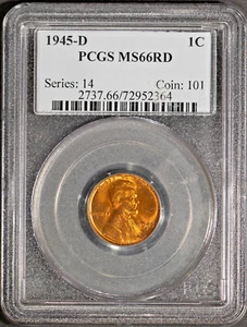 1945-D 1c Lincoln Head Wheat Cent MS 66 Red PCGS # 72952364 + Bonus - Picture 1 of 2