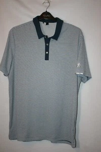 SIZE X-LARGE ADIDAS BLUE STRIPED STRETCHY SHORT SLEEVE POLO 7571 - Picture 1 of 3