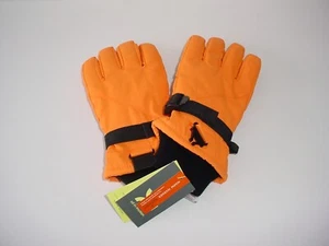 All In Motion Snow Sport Gloves Unisex Youth 8-14 Orange Wrist Straps Waterproof - Picture 1 of 2
