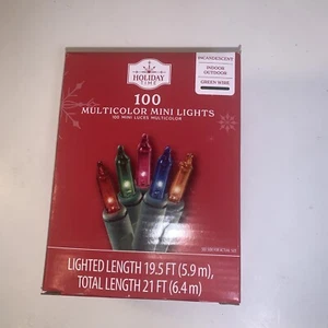 100 mehrfarbige Mini-Lichter grüner Draht 19,5 Fuß beleuchtete Länge Urlaub 18 - Bild 1 von 6