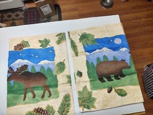 2 Franco Flannel with Bears/Moose Standard Pillowcases Cotton Retired Cozy Cabin