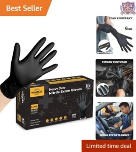 Disposable Nitrile Gloves 6-Mil Black Heavy Duty Latex Free Food Medical Use - Picture 1 of 11