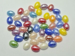 200 Mixed Color Luater AB Oval Flatback Glass Cabochon Ceramic Half Pearl 6X8mm - Picture 1 of 1