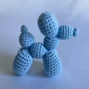 New Handmade Crochet Blue Balloon Dog Amigurumi 5” Plush - Picture 1 of 3