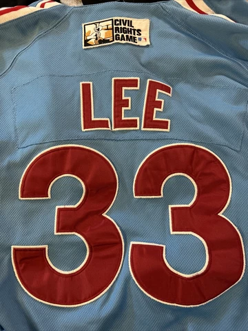 LEE #33 PHILADELPHIA PHILLIES MAJESTIC MLB SKY BLUE JERSEY CivilRightsGame Sz52 Cover