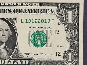 December 19, 2019 Birthday Note Fancy Serial Number One Dollar Bill - Picture 1 of 3