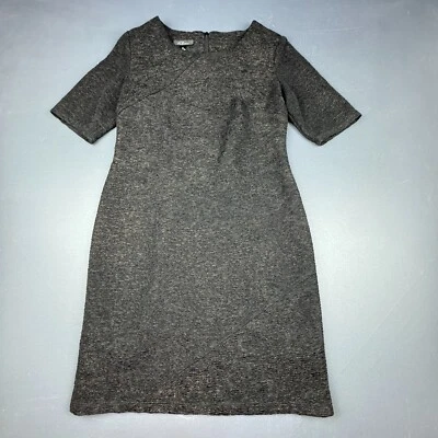 Vestido justo AGB preto feminino tamanho 10 texturizado metálico manga curta coquetel - Imagem 1 de 4