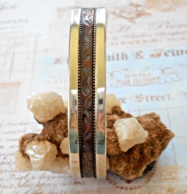 Carolyn Pollack Oxidized Sterling Silver & Etched Copper Cuff  Bracelet  5351J11 - Image 1 of 4