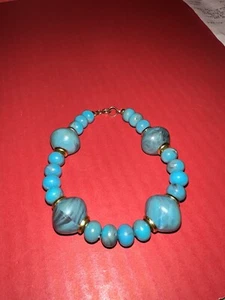 Vintage Turquoise color Celluloid 8” Bracelet - Picture 1 of 2