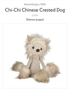 Retired RARE Jellycat Chi-Chi Chinese Crested Fluffy Puppy Dog Floppy 16" 